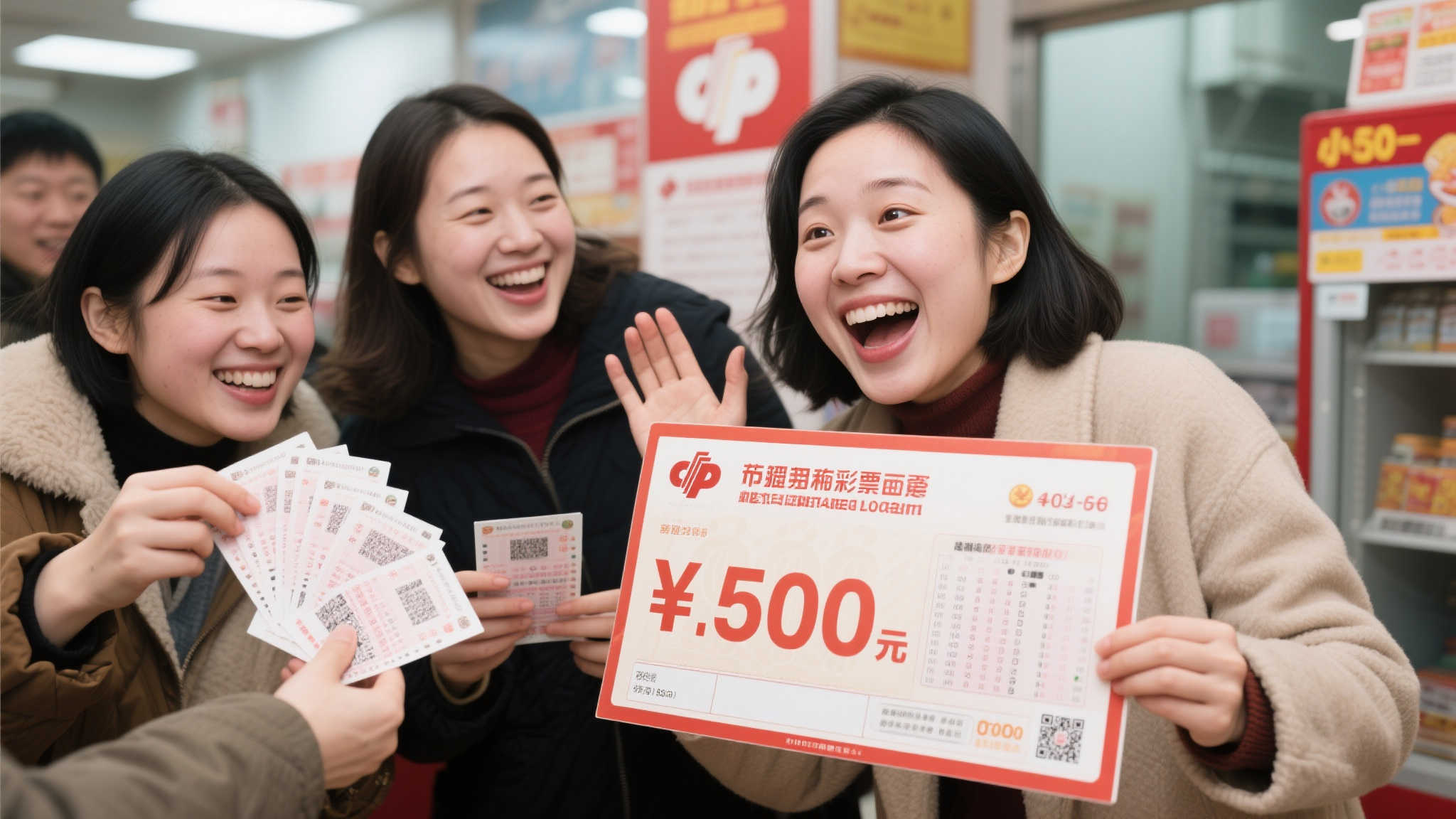 女彩民喜中福彩百万大奖，与好友平分彩票再获50元惊喜