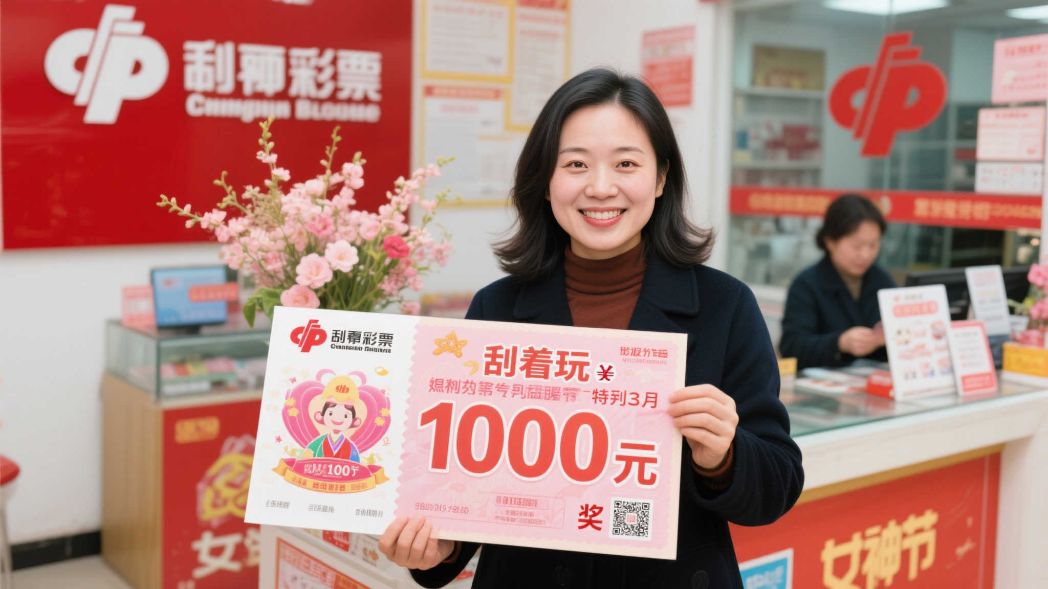 女彩民喜中福彩百万大奖：女神节随手一刮成惊喜